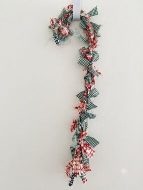 Christmas Red & Green Gingham Holiday Door Garland Candy Cane Shaped